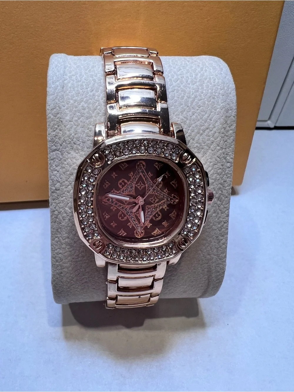 Rose Gold CZ Stone Accent Women's Bracelet Watch